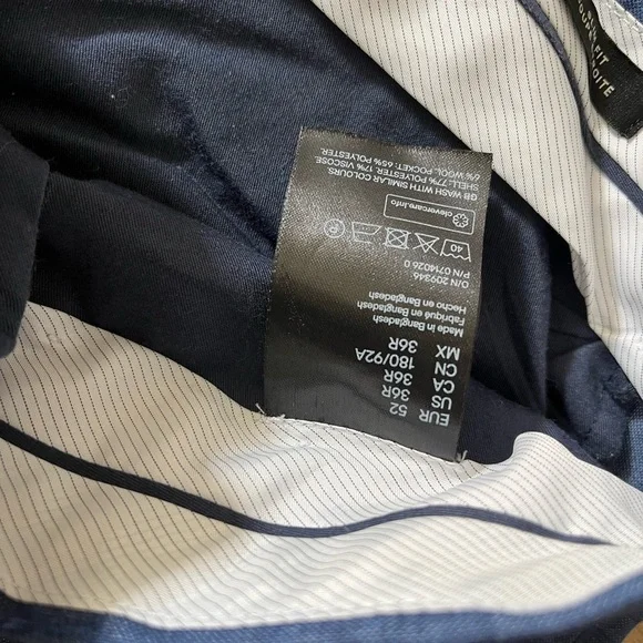 H&M Men’s Slim Fit Dress Pants - Navy Blue, Size 36R- USED - Picture 6 of 10